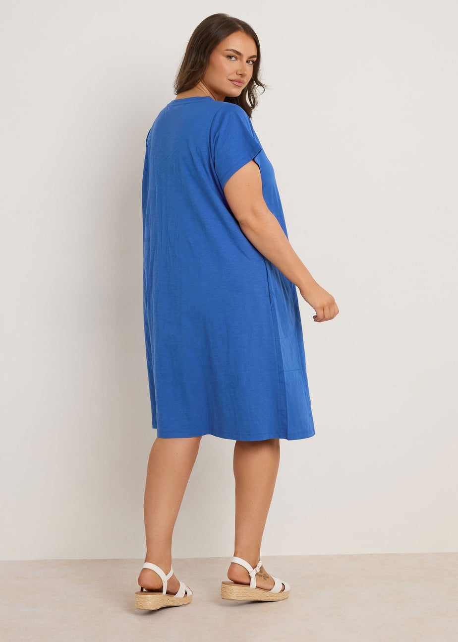 Evans Curve Cobalt Blue Premium Cotton Dress