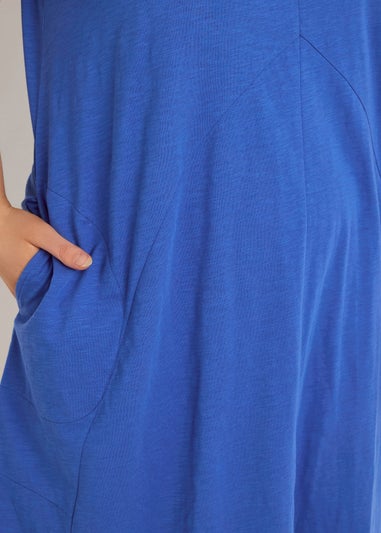 Evans Curve Cobalt Blue Premium Cotton Dress