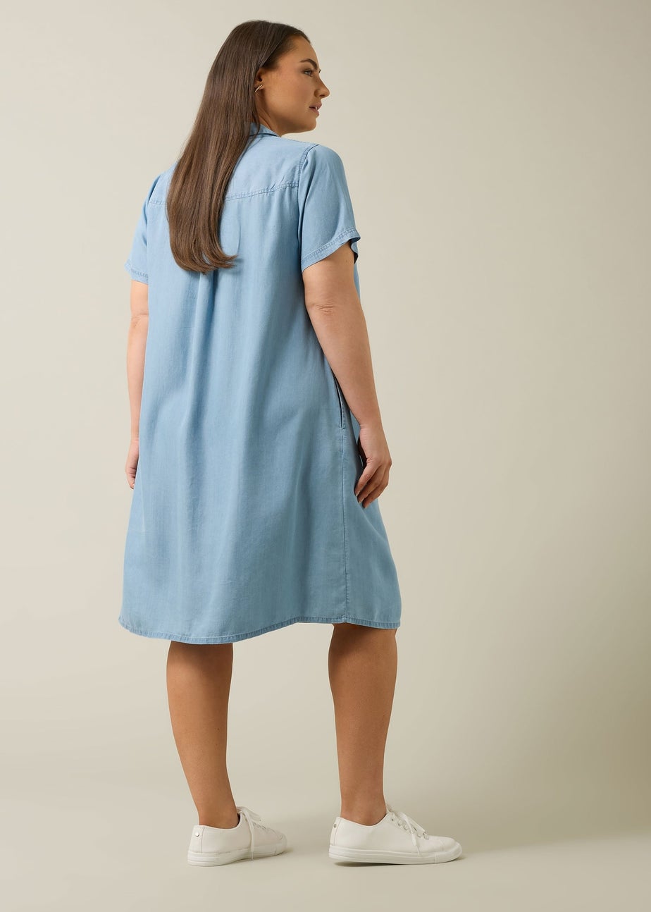 Evans Curve Light Blue Lyocell Denim Dress