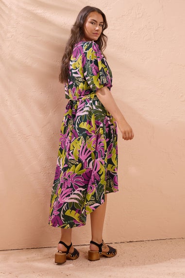 Evans Curve Green Tropical Modal Midaxi Dress