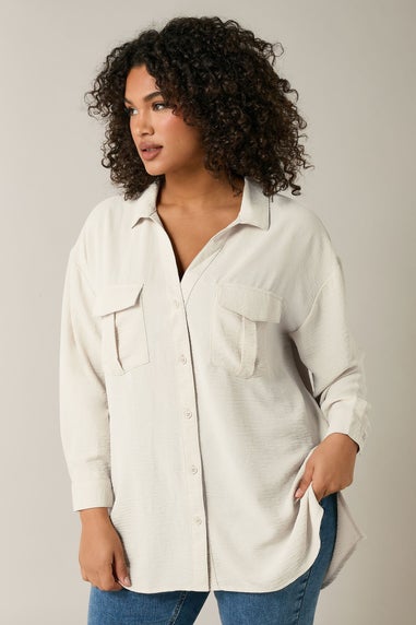 Evans Curve Cream Utility Pocket Shirt