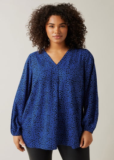 Evans Curve Cobalt Blue Spot Print Swing Top