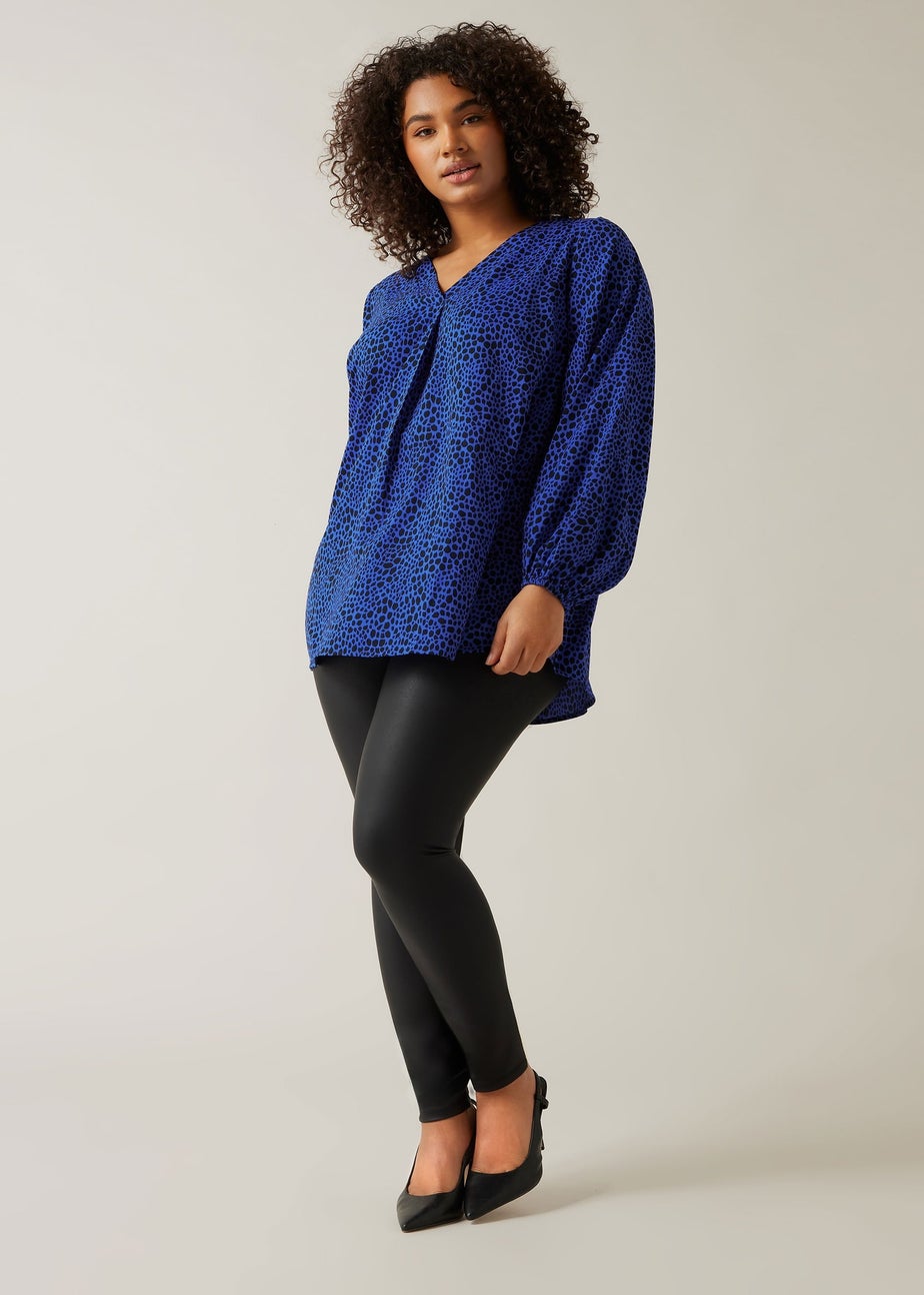 Evans Curve Cobalt Blue Spot Print Swing Top