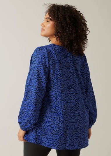 Evans Curve Cobalt Blue Spot Print Swing Top