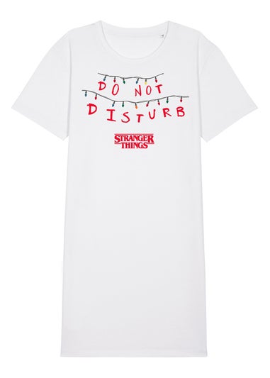 Stranger Things Do Not Disturb White Graphic Nightdress