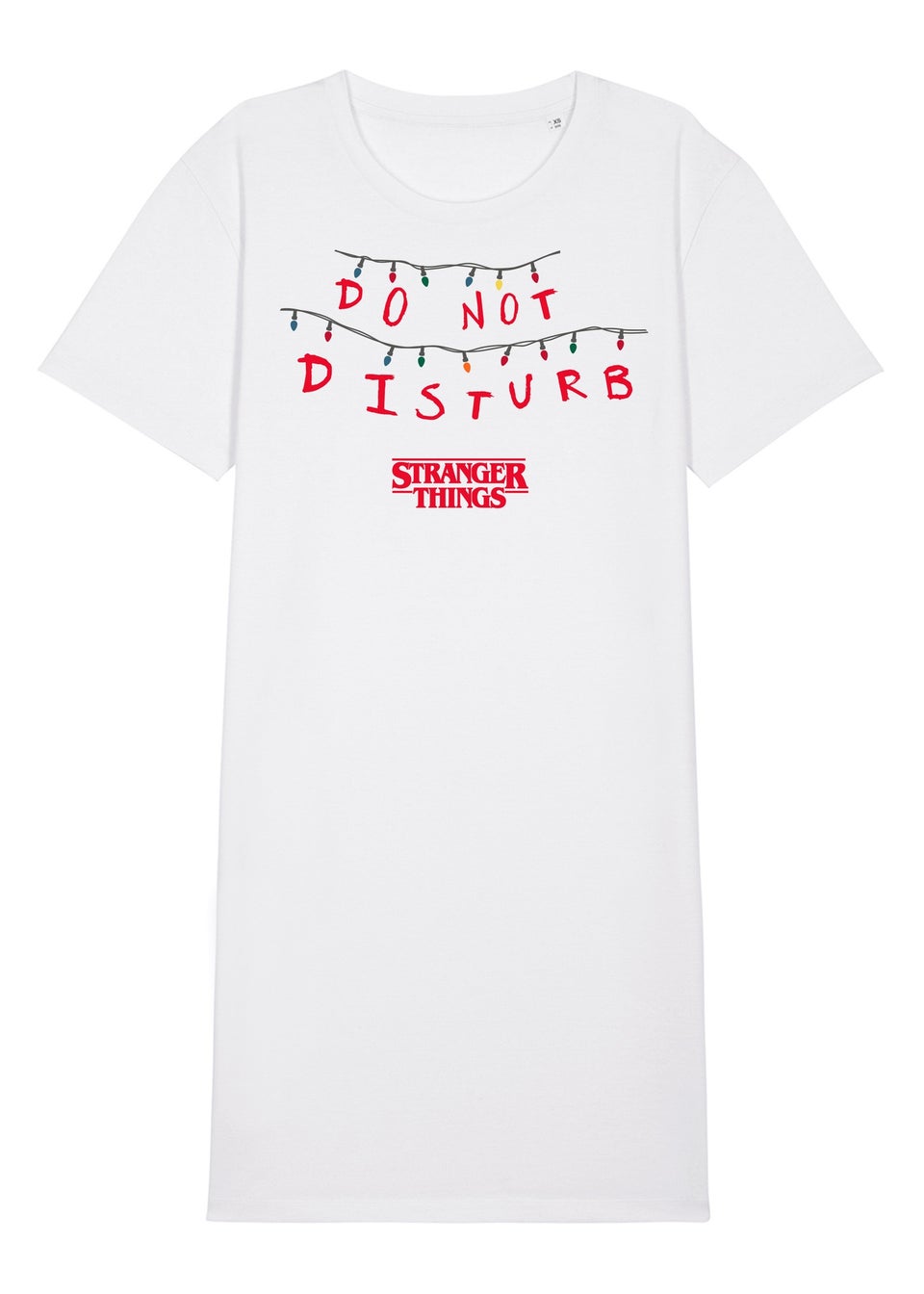 Stranger Things Do Not Disturb White Graphic Nightdress
