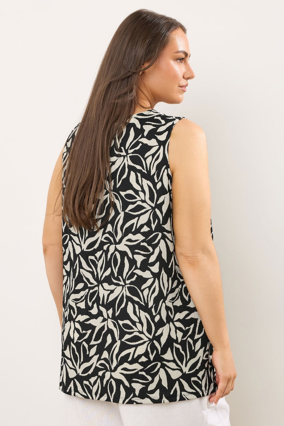 Evans Curve Black Floral Pleat Front Jersey Vest Top