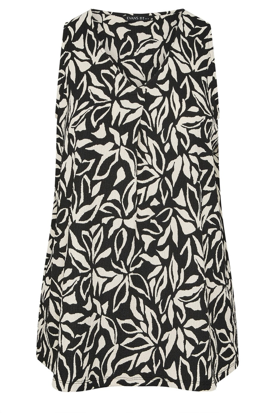 Evans Curve Black Floral Pleat Front Jersey Vest Top