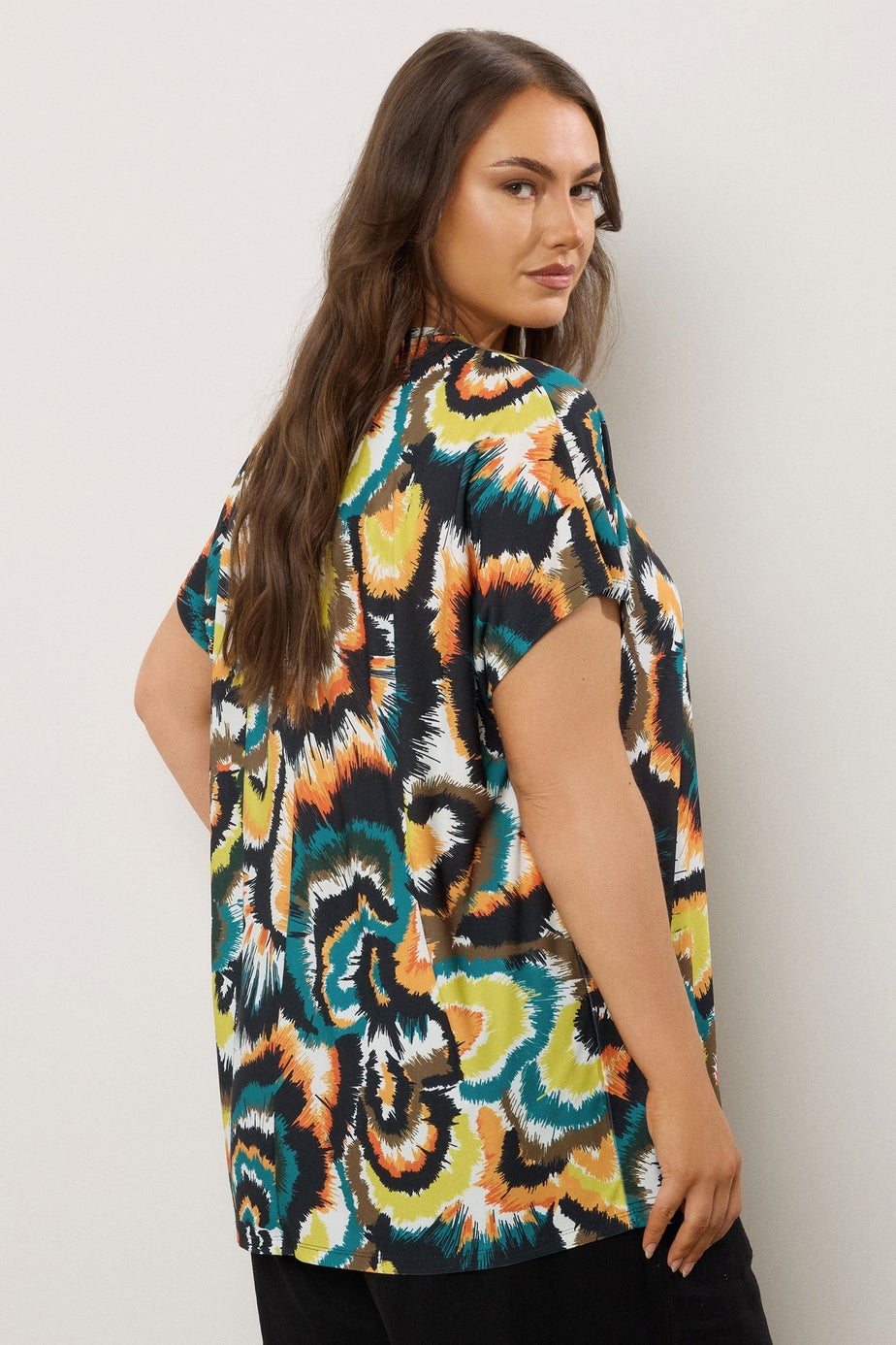 Evans Curve Dark Green Angel Sleeve Jersey Top