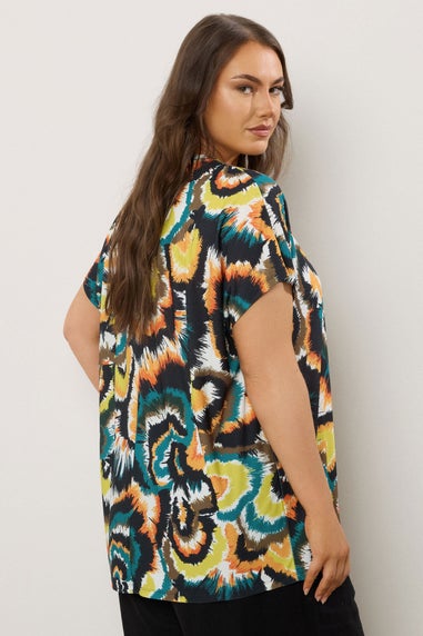 Evans Curve Dark Green Angel Sleeve Jersey Top