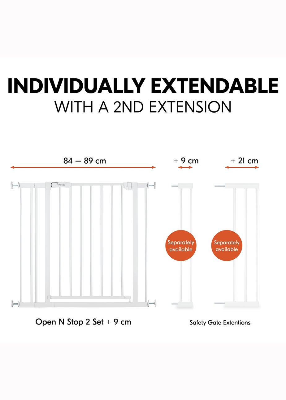Hauck White Open N Stop​ 2 Set & 9cm Extension Bed Rails