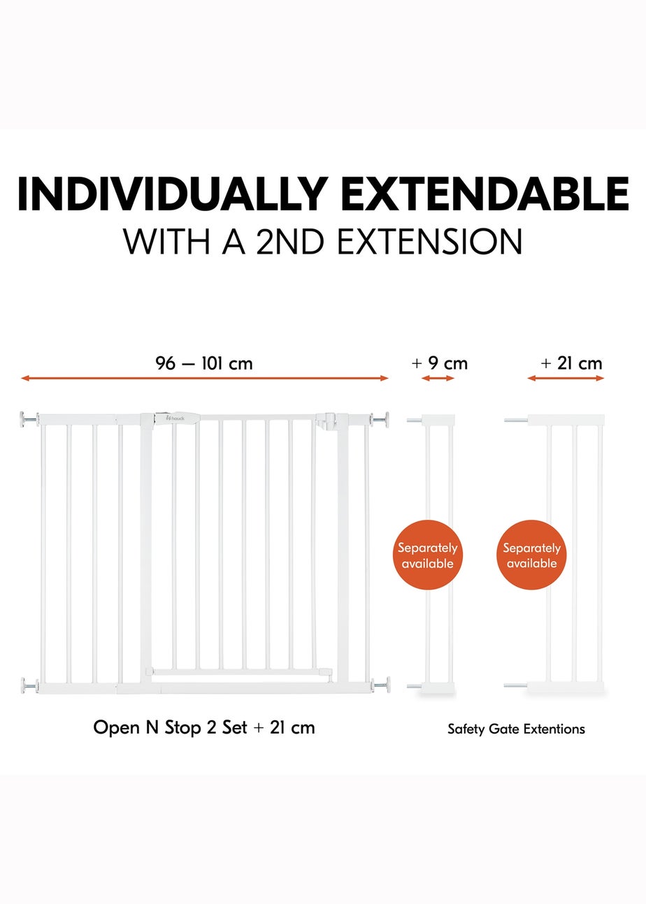 Hauck White Open N Stop​ 2 Set & 21cm Extension Bed Rail
