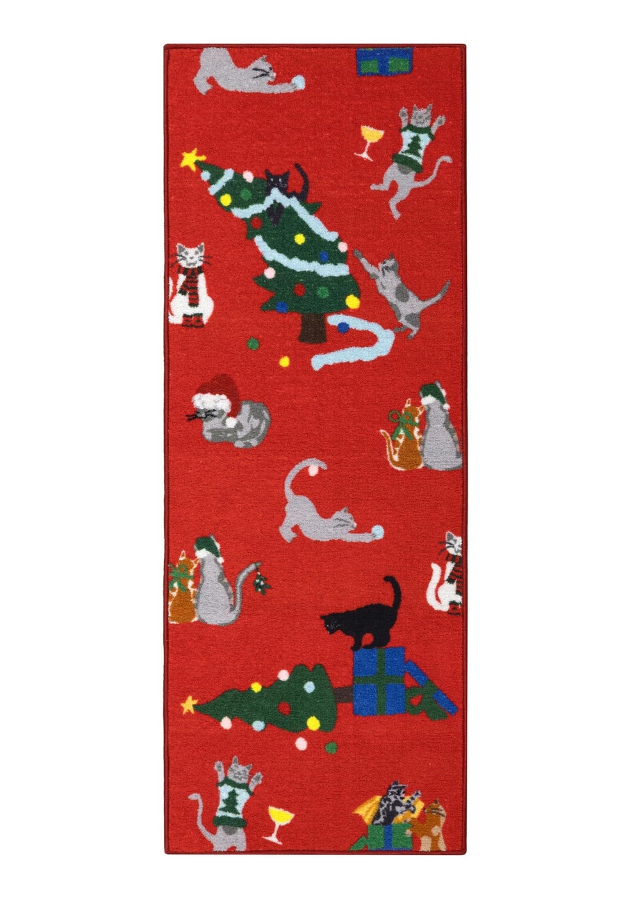 Homemaker Red Christmas Cat Runner