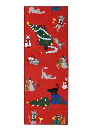 Homemaker Red Christmas Cat Runner