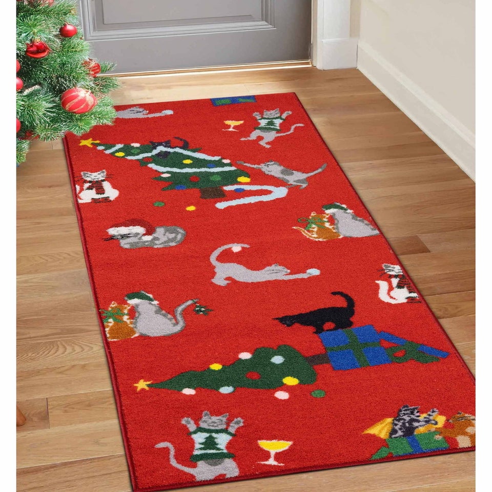 Homemaker Red Christmas Cat Runner