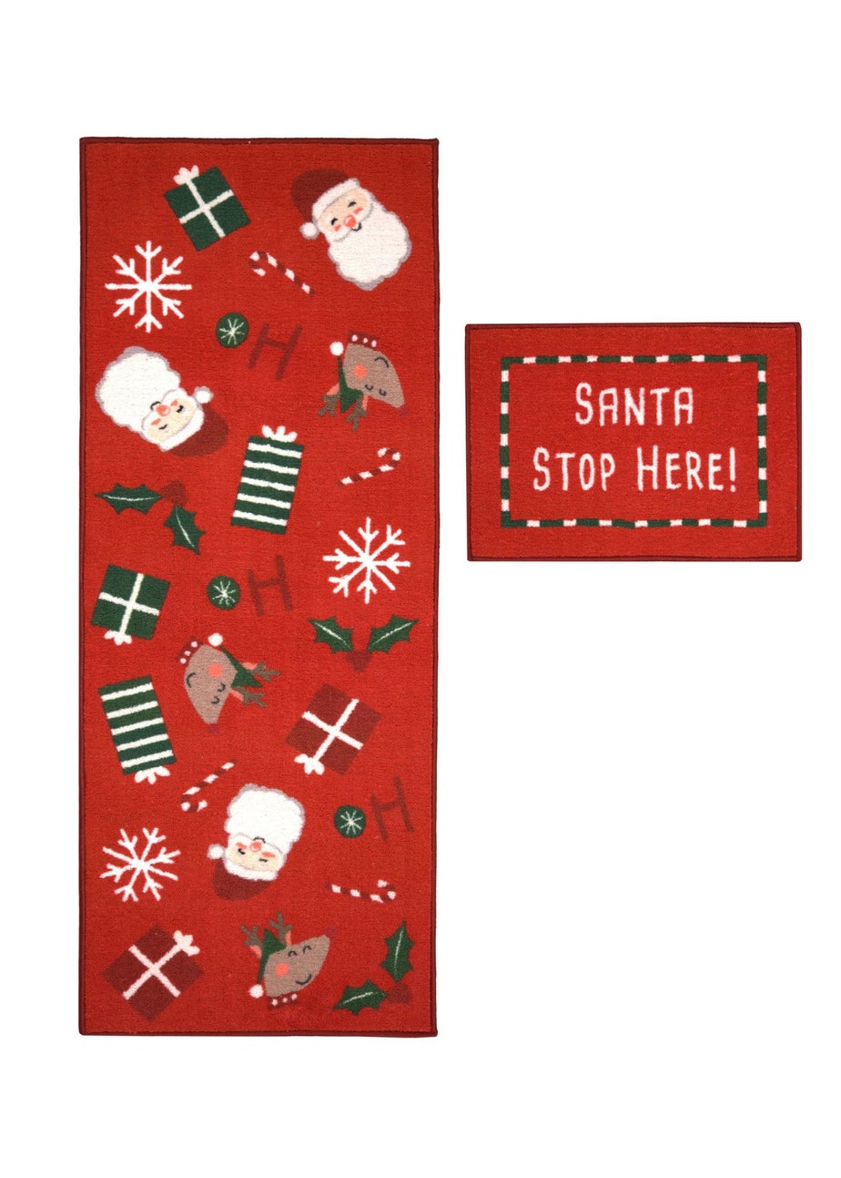 Homemaker Red Santa Stop Here Runner & Doormat