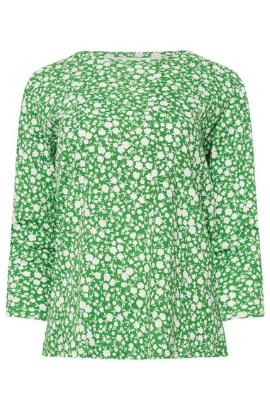 M&Co Green & White Cotton Ditsy Floral Top