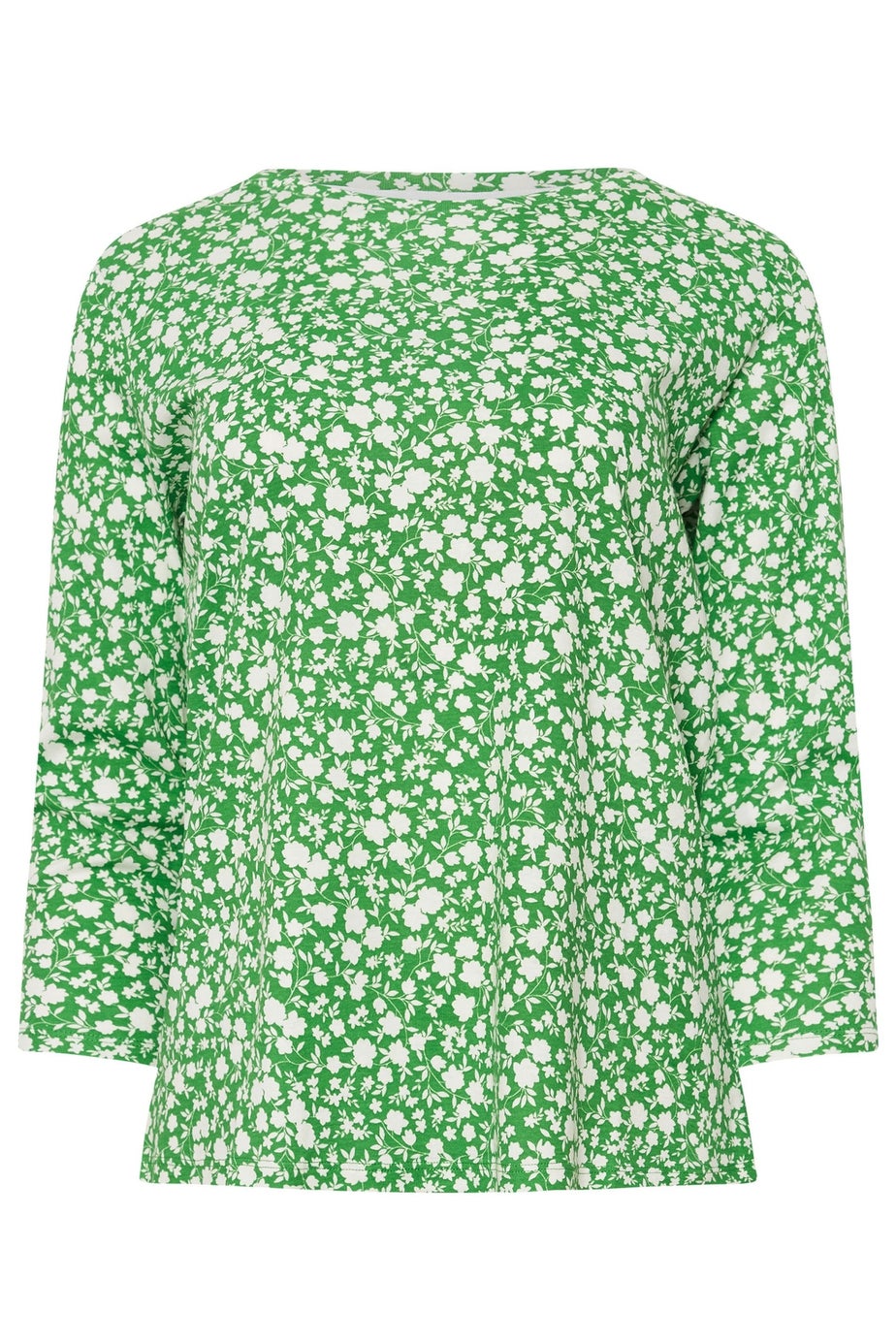 M&Co Green & White Cotton Ditsy Floral Top