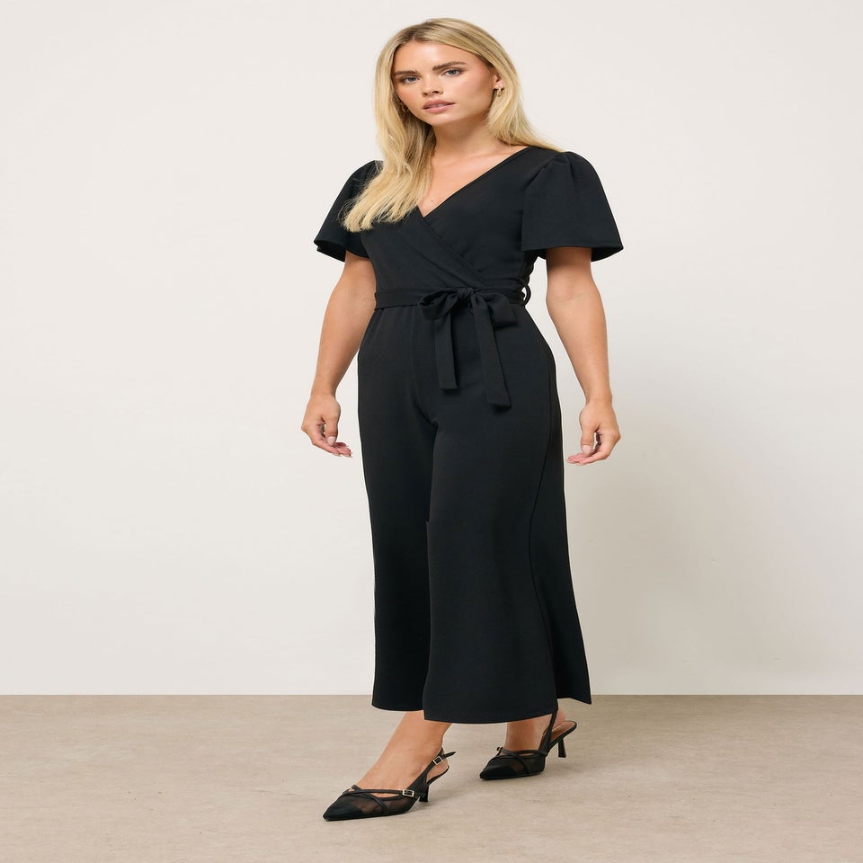 M&Co Petite Black Cropped Jumpsuit