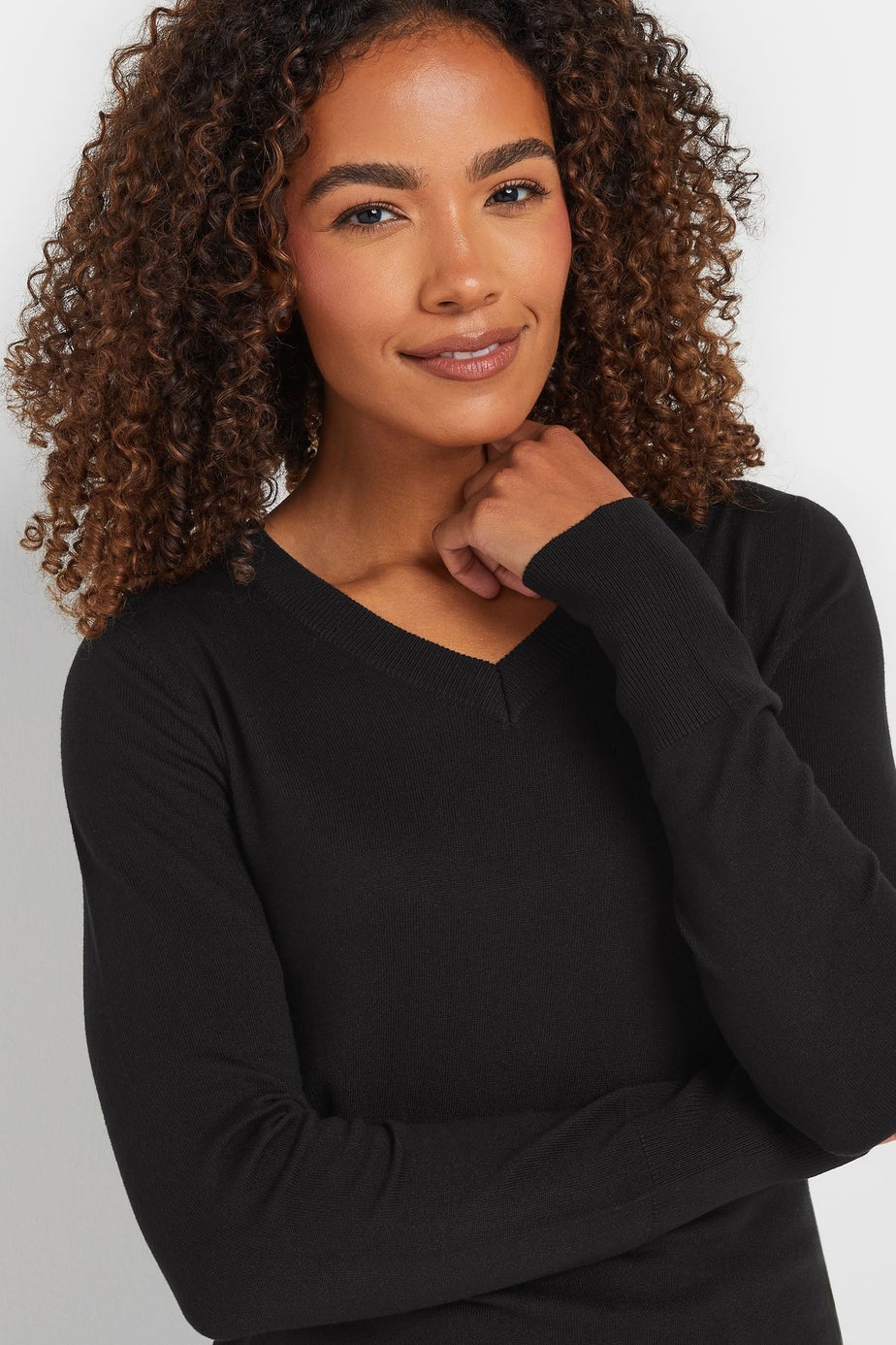 M&Co Black Long Sleeve V-Neck Jumper