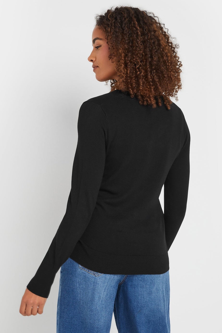 M&Co Black Long Sleeve V-Neck Jumper