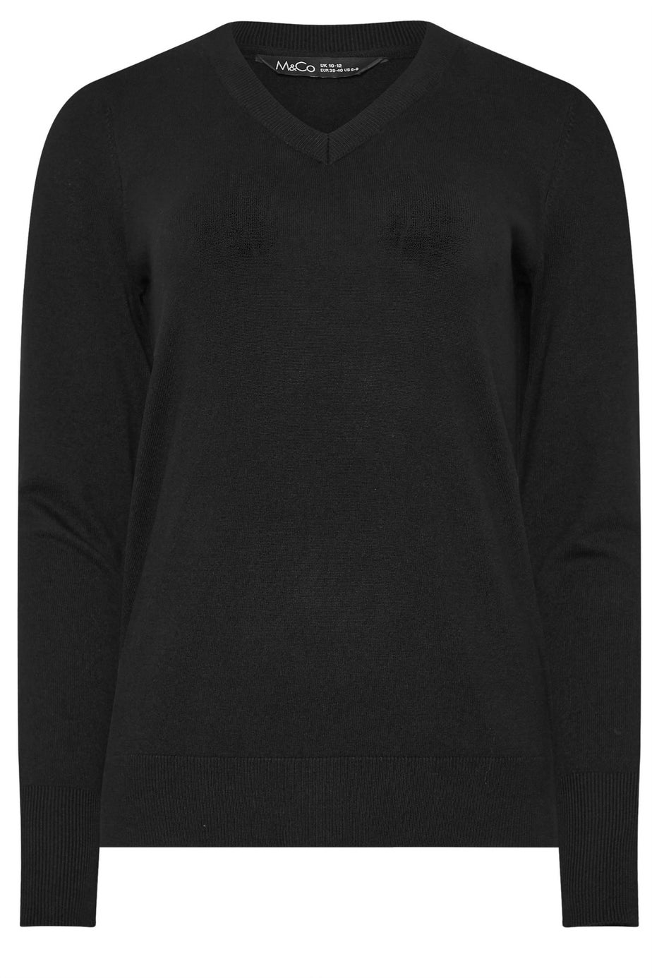 M&Co Black Long Sleeve V-Neck Jumper