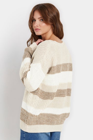 M&Co Neutral Brown Striped Space Dye Jumper