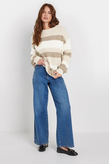 M&Co Neutral Brown Striped Space Dye Jumper