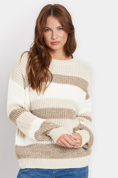 M&Co Neutral Brown Striped Space Dye Jumper