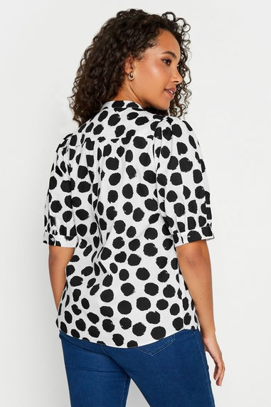 M&Co White Polka Dot Puff Sleeve Shirt