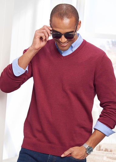 Cotton Traders Sienna Cotton V-Neck Jumper