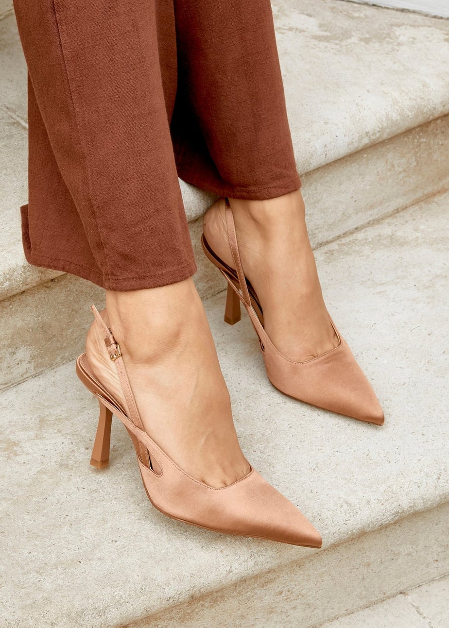 Linzi Rhea Mocha Mousse Sling Back Court Heels