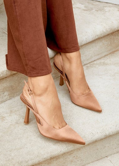 Linzi Rhea Mocha Mousse Sling Back Court Heels