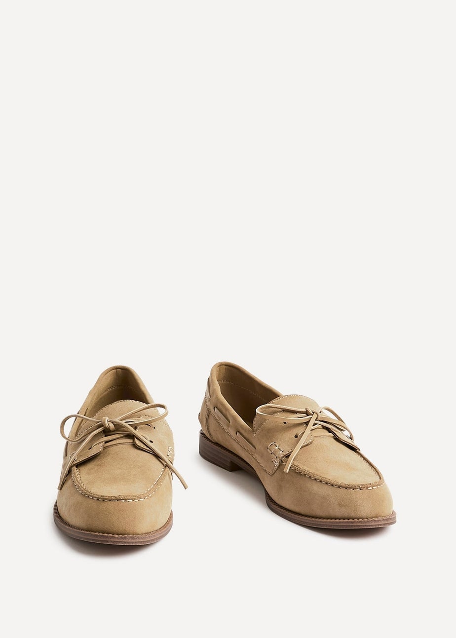 Linzi Vanish Beige Faux Suede Slip On Loafer
