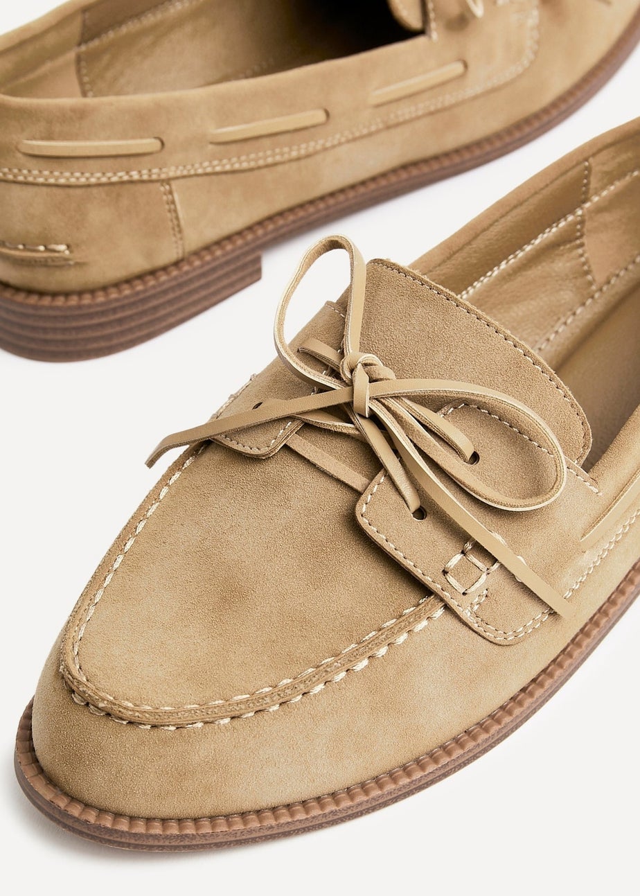 Linzi Vanish Beige Faux Suede Slip On Loafer