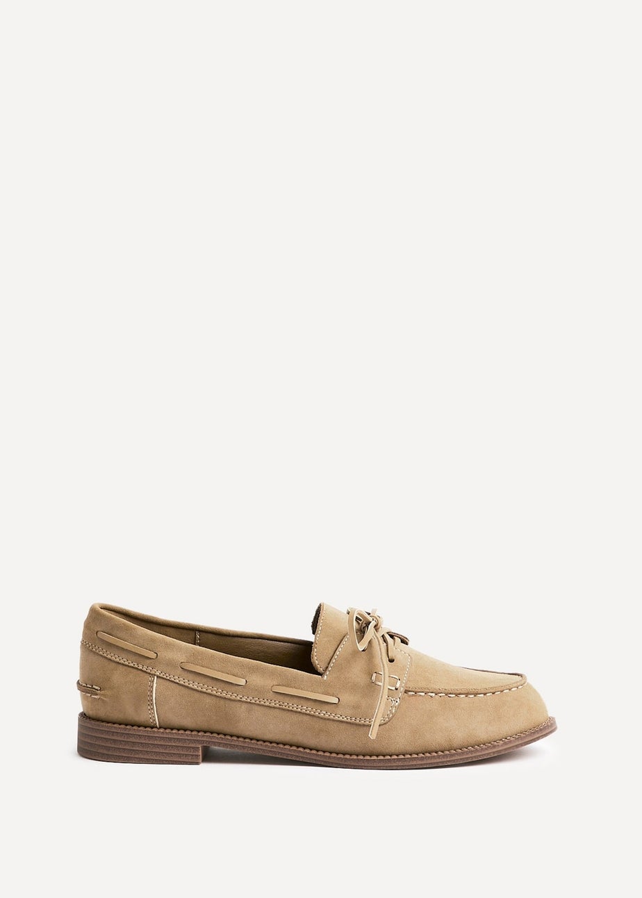 Linzi Vanish Beige Faux Suede Slip On Loafer