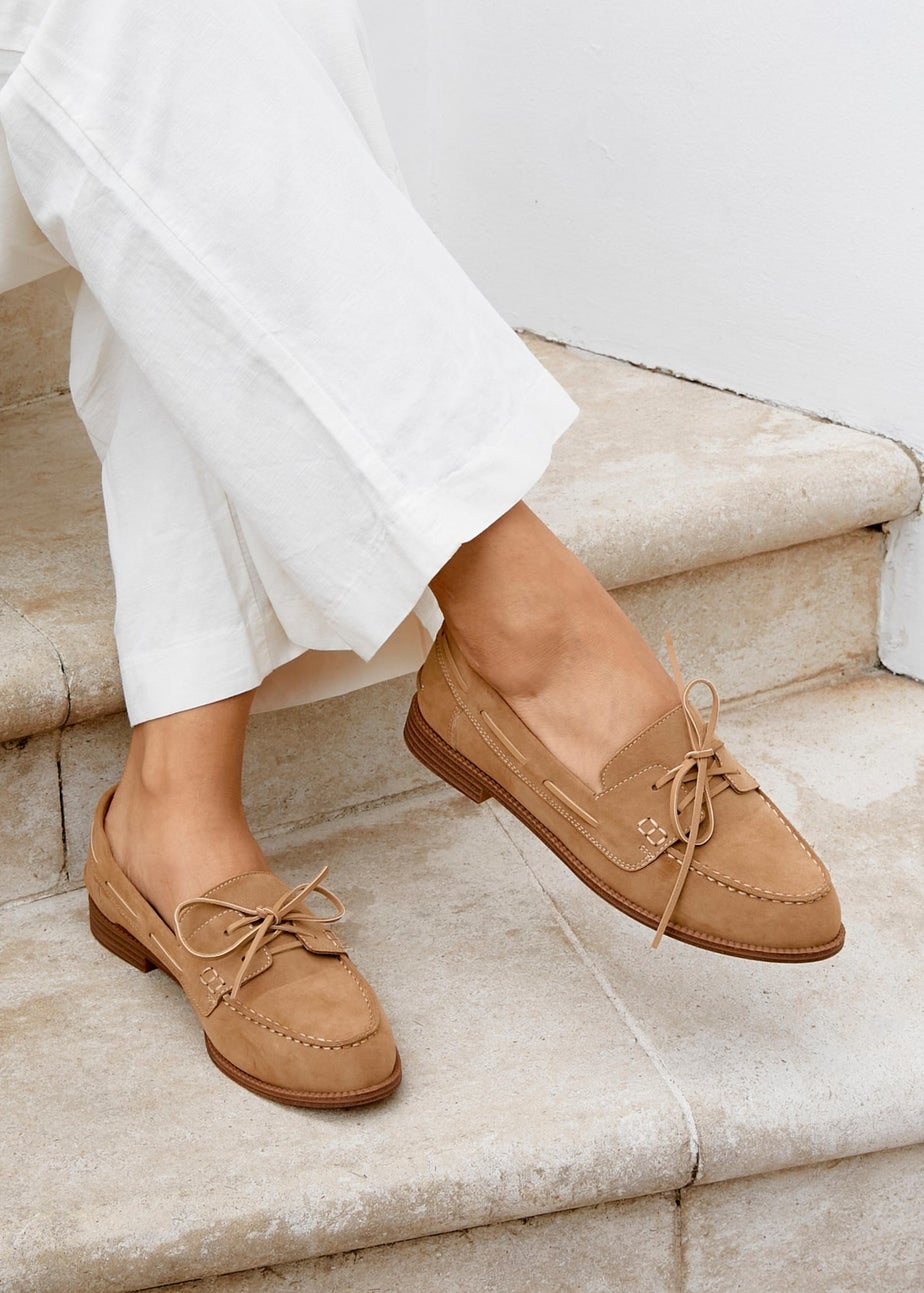 Linzi Vanish Beige Faux Suede Slip On Loafer