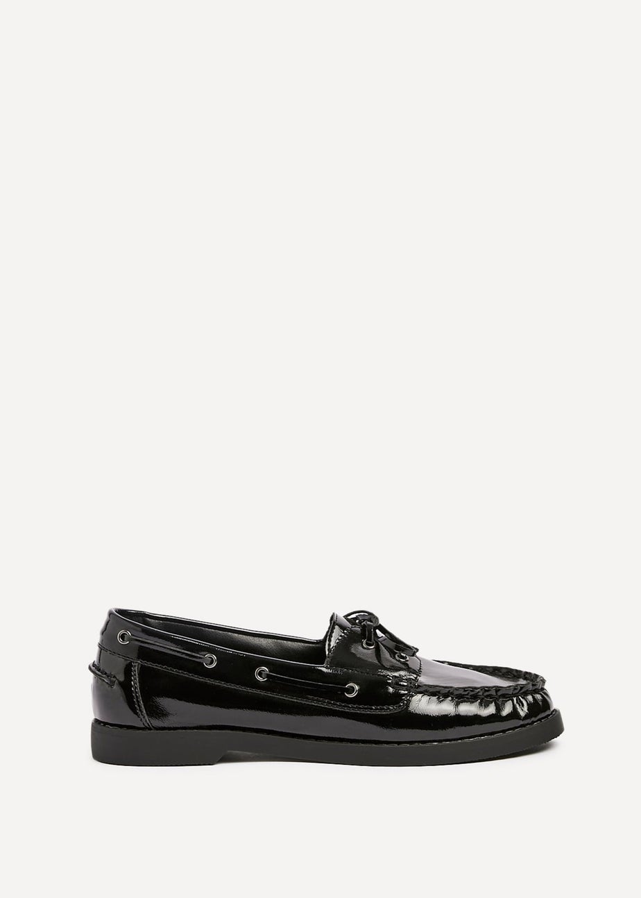 Linzi Frame Black High Shine Slip On Loafer