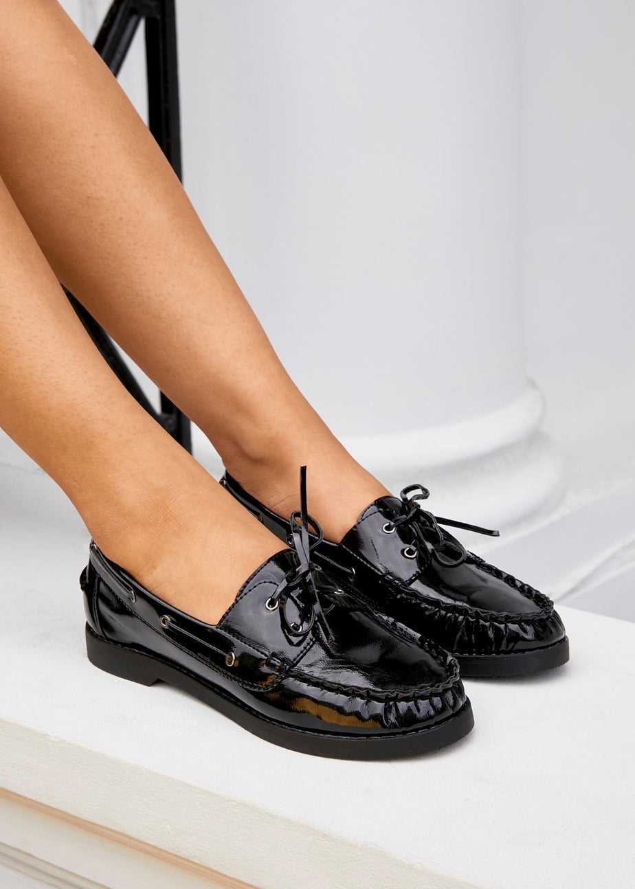 Linzi Frame Black High Shine Slip On Loafer