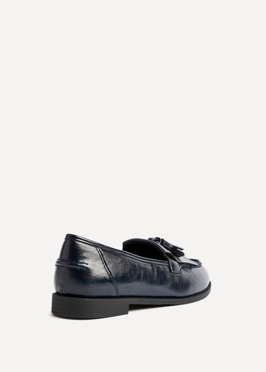 Linzi Rosemary Navy Faux Leather Classic Slip On Loafer