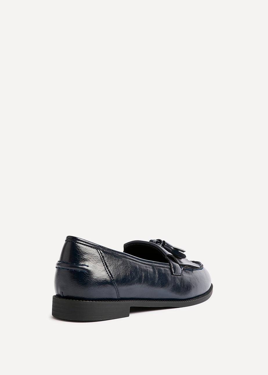 Linzi Rosemary Navy Faux Leather Classic Slip On Loafer