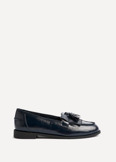 Linzi Rosemary Navy Faux Leather Classic Slip On Loafer