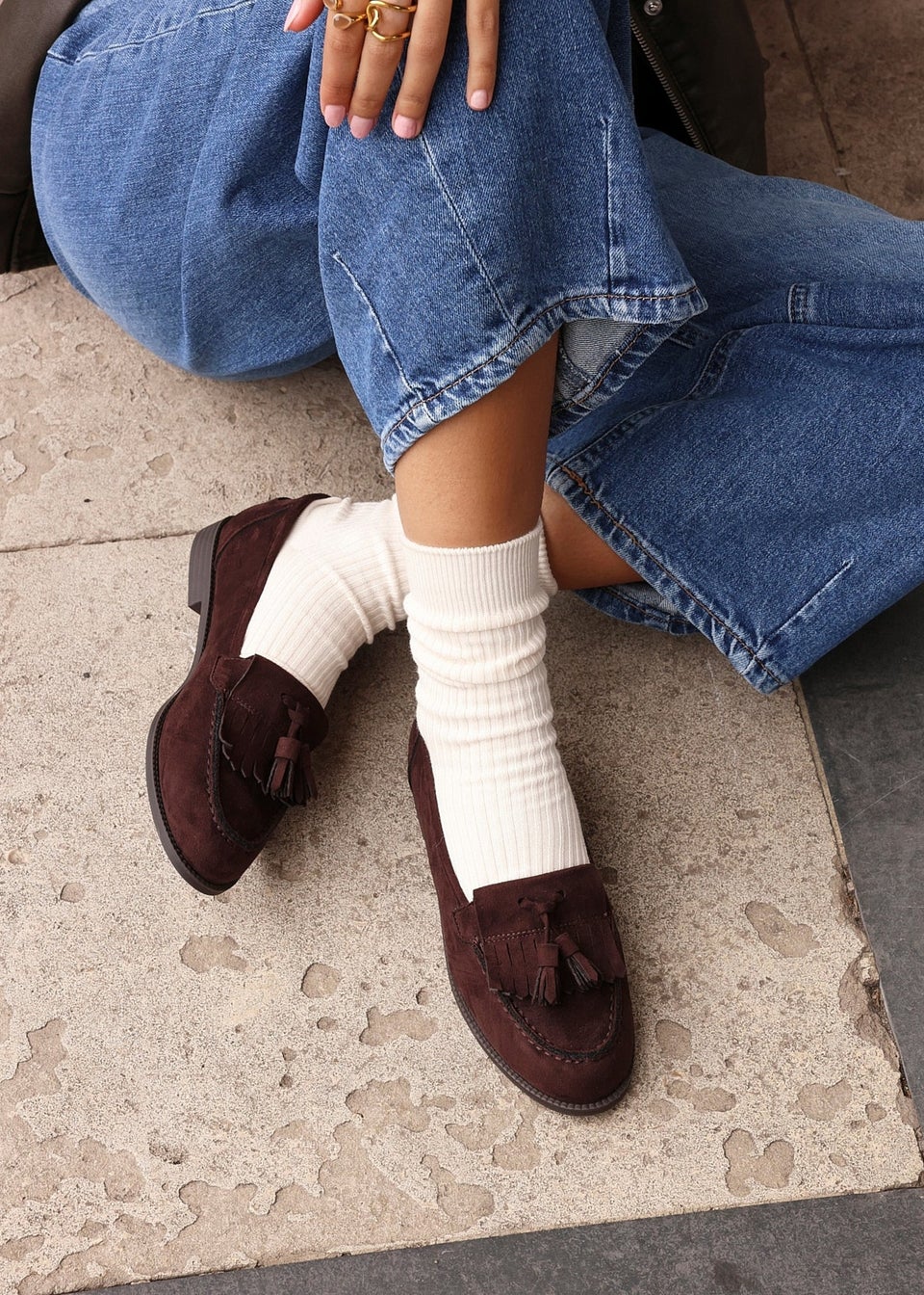 Linzi Rosemary Brown Faux Suede Classic Slip On Loafer