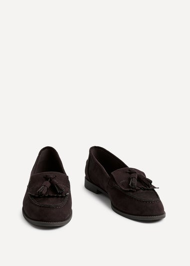 Linzi Rosemary Brown Faux Suede Classic Slip On Loafer