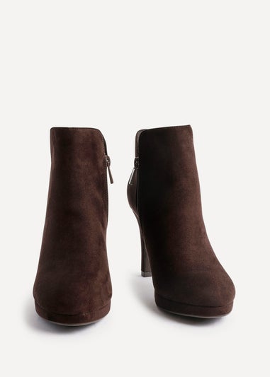 Linzi Layara Brown Faux Suede Small Platform Ankle Boot