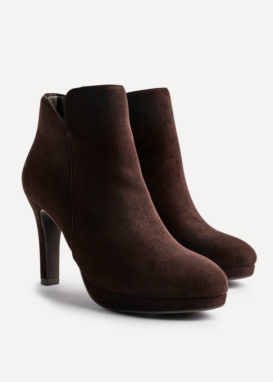 Linzi Layara Brown Faux Suede Small Platform Ankle Boot