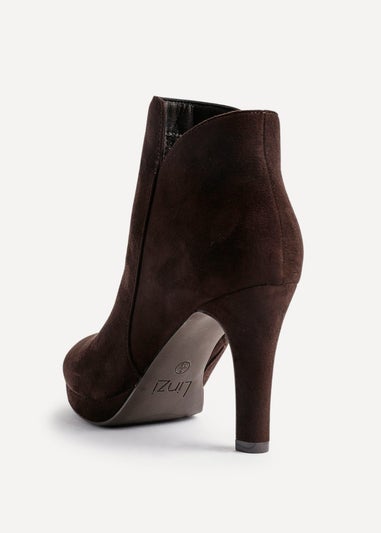 Linzi Layara Brown Faux Suede Small Platform Ankle Boot