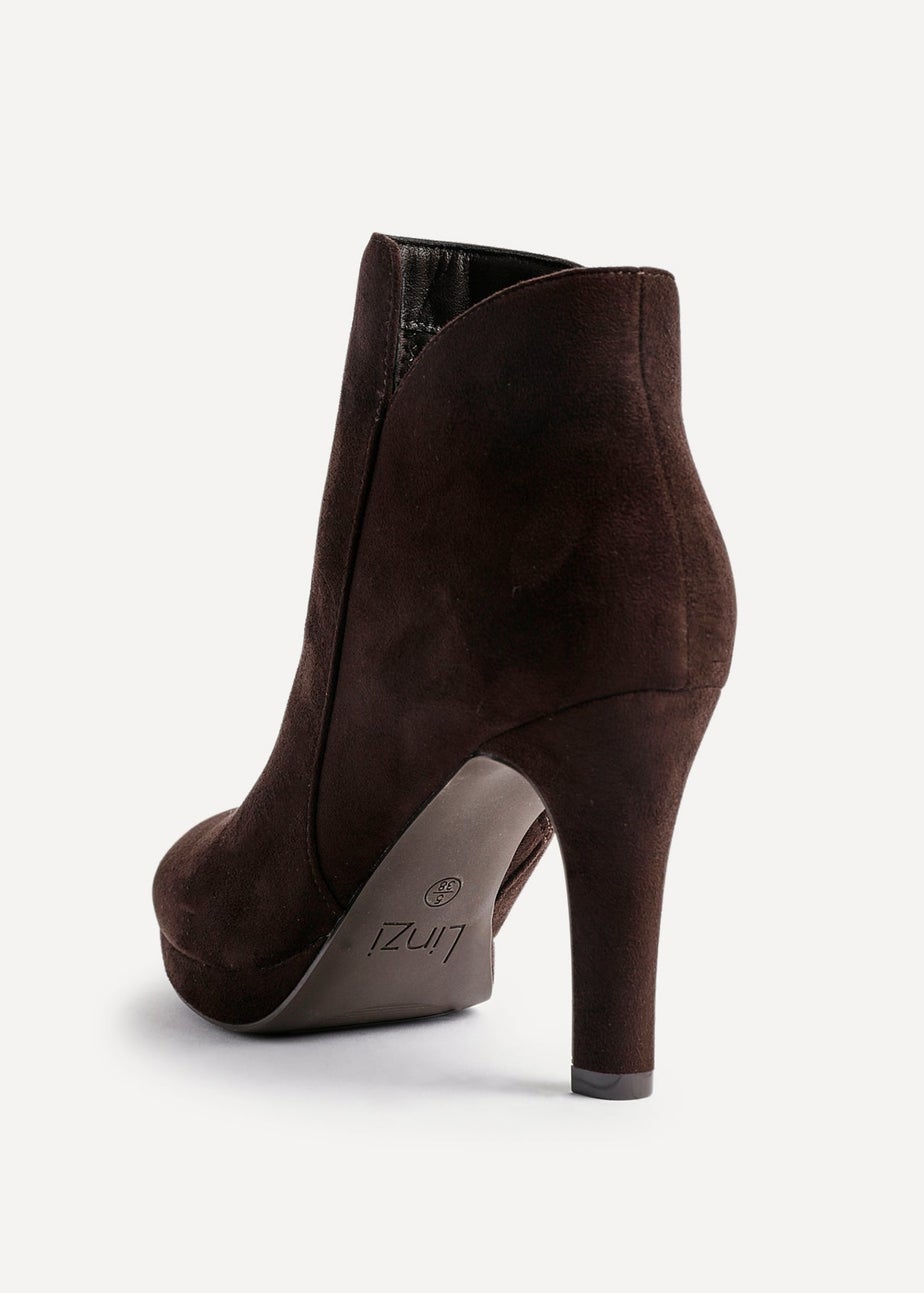 Linzi Layara Brown Faux Suede Small Platform Ankle Boot