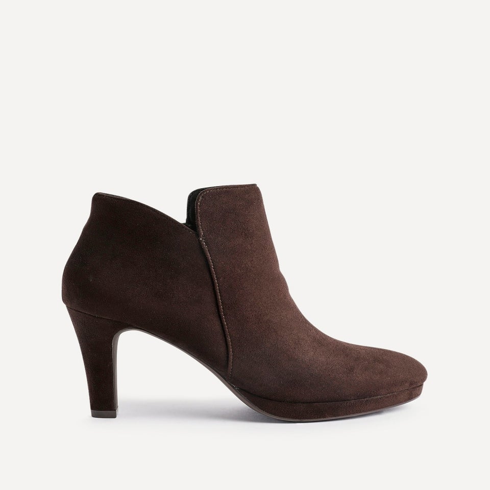 Linzi Layara Brown Faux Suede Small Platform Ankle Boot