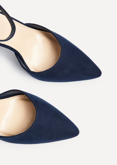 Linzi Mara Navy Faux Suede Block Heeled Court Shoe